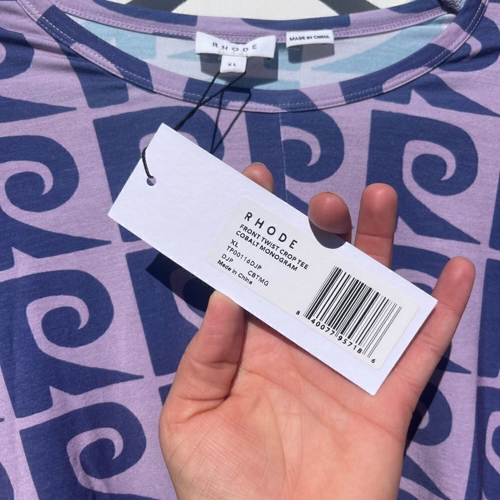 RHODE Coco Front Twist Crop Tee | Cobalt Monogram… - image 4